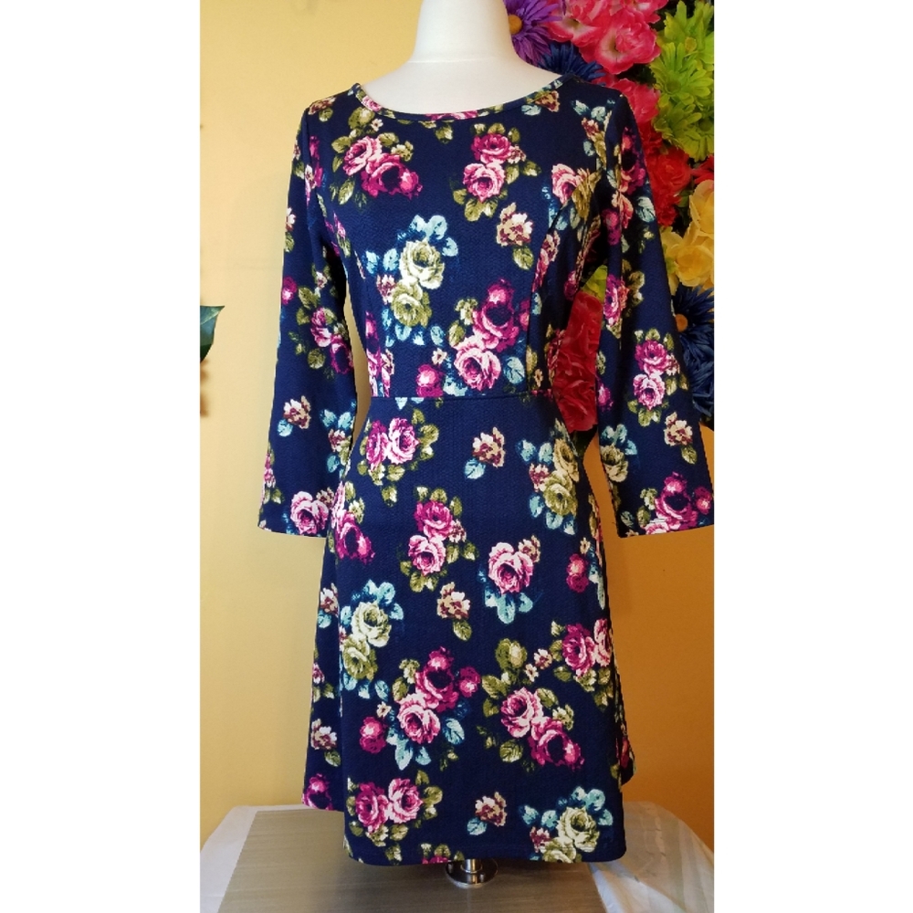 Y2K Bongo 90s Grunge Floral Skater Dark Academia Whimsigoth Dress- Large